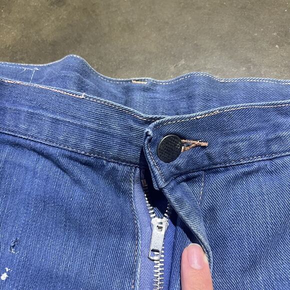 Vintage 70s Jean Team Blue Bell Bottom Flared Jeans 34x31 - Picture 3 of 6